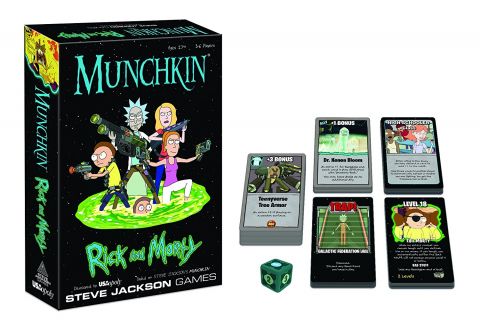 Rick and Morty Munchkin Game Box and Contents Displayed