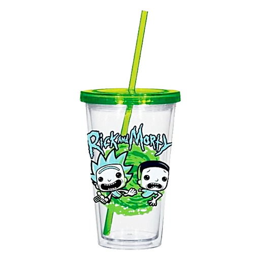 Funko Rick and Morty 16 oz Acrylic Travel Cup Tumbler with Straw