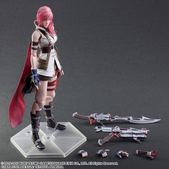 Final Fantasy Lightning Play Arts Kai Collectible Action Figure with Display Stand and Accessories