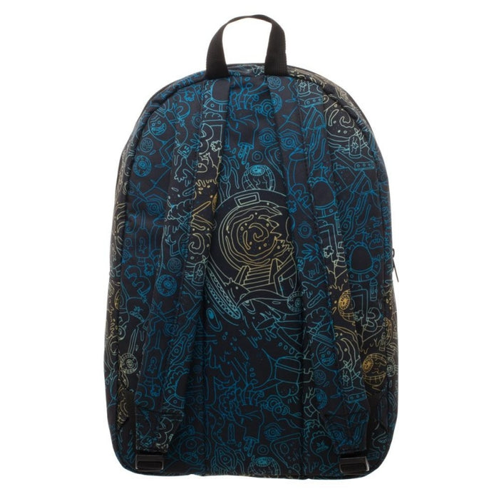 Rick and Morty Line Art Psycho Sublimated Backpack Back