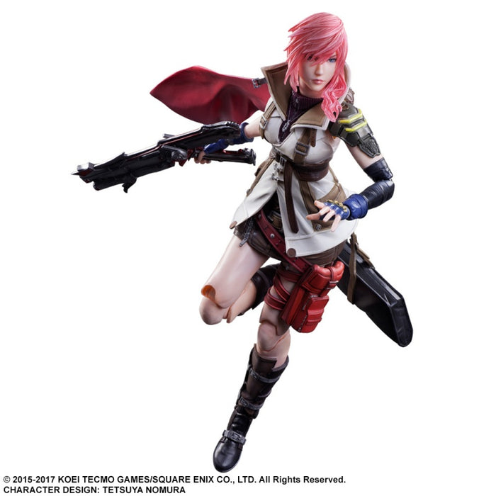 Final Fantasy Lightning Play Arts Kai Collectible Action Figure Gun Wielding Action Pose